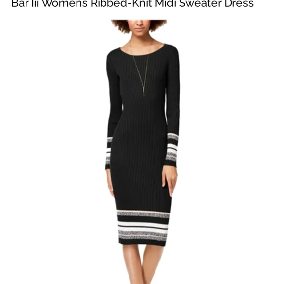 Bar III Ribbed-Knit Midi Sweater Dress- Black- Size XS並行輸入品　送料無料 bar III Womens Ribbed-Knit Midi Sweater Dress, Black, Medium